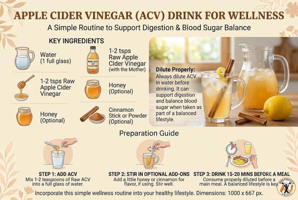 apple cider vinegar drink with cinnamon for digestion support"