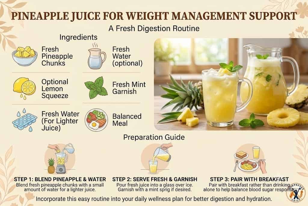 fresh pineapple juice recipe for digestion and weight management"