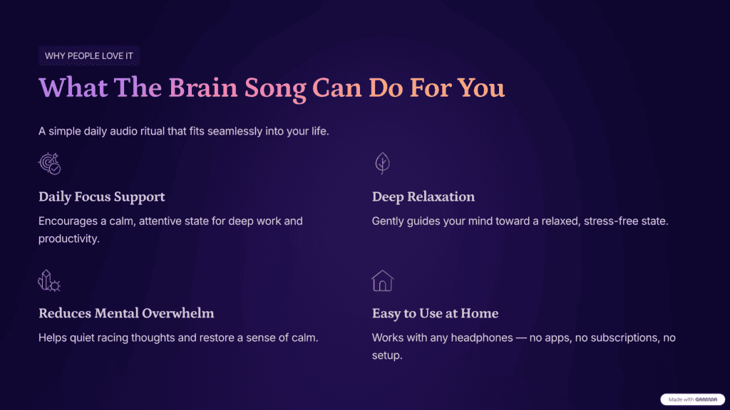brain song benefits focus relaxation mental clarity audio program